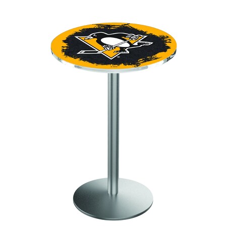 Holland Bar Stool Co 42" Stainless Steel Pittsburgh Penguins Pub Table L214S4228PitPen